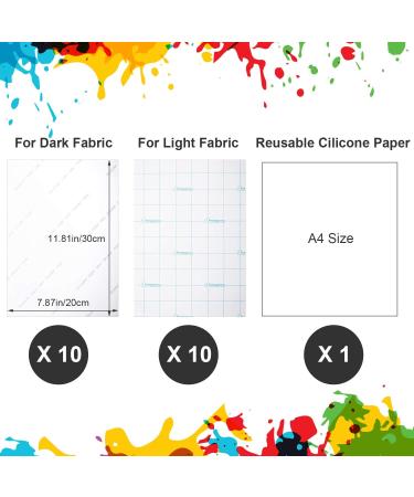 20-Piece Printable Heat Transfer Paper for Light & Dark Fabrics - Inkjet Printer Iron on HTV - Create Custom T-Shirts - A4 Size - Buy Online on GoSupps.com