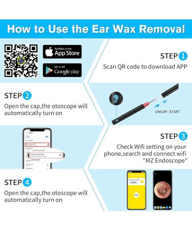 Wireless Otoscope Ear Cleaning Tool Kit for iOS Android Phones - Black - Buy Online on GoSupps.com