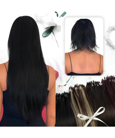 Moresoo Microring Extensions | 55cm Real Remy Hair | Black #1 Cold Fusion Hair Extensions | Thick 50g Microring Hair Extensions - Buy Online on GoSupps.com