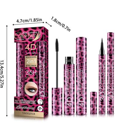 Waterproof Mascara 4D Silk Fiber Lash Mascara and Eyeliner Set - Women Cosmetics Eye Makeup for Longer Thicker Lashes Xinrimoy - Buy Online on GoSupps.com
