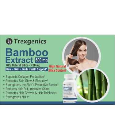 Trexgenics 70% Silica Bamboo Extract 600mg | Hair Skin Nails Support | Vegan & Non-GMO | 60 Veg Capsules - Buy Online on GoSupps.com