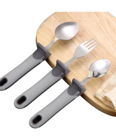 Stainless Steel Weighted Utensils for Hand Tremors & Weak Grip - 7 Piece Set with Non-Slip Handles, Ideal for Elderly & Handicapped - Includes Travel Pouch and Adult Bib - Buy Online on GoSupps.com