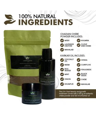 Authentic Traditional Chebe powder from Chad 100g with Karkar oil 120ml - Buy Online on GoSupps.com