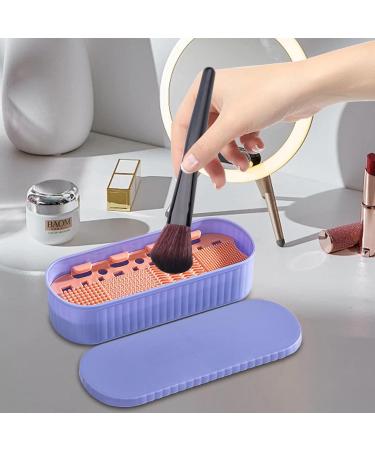 AIYING Makeup Brush Cleaning Mat - Drying Rack Makeup Sponge Cleaner Storage Box | Portable Dustproof Cleaning Tool for Makeup Brushes Sponges Three Generations of Purple - Buy Online on GoSupps.com