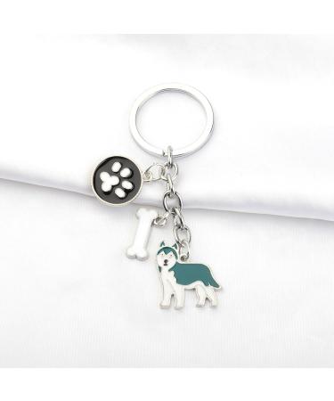 Ensianth Dog Keychain - Perfect Gifts for Dog Lovers | Puppy Paw Print Keyring for Dog Owners Moms & Dads | Blauer Husky Design - Buy Online on GoSupps.com