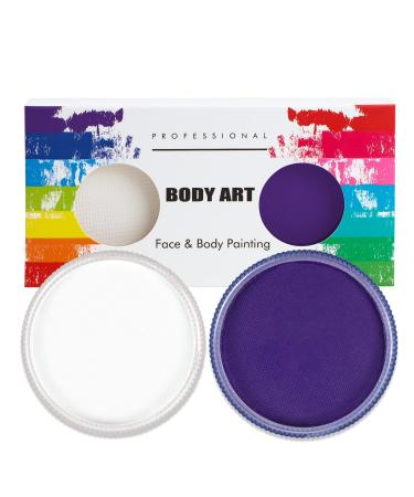 Professional make-up Mardi Gras Water Calpatable 30g x 2 Colors Larger make-up colors carnival earnings for Halloween carnival or cladding party white + purple