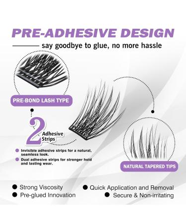 Self Adhesive Eyelashes Kit - 156 PCS EASITENSION DIY Reusable Lash Clusters | No Glue No Remover Residue-Free - Buy Online on GoSupps.com