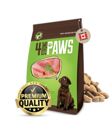 4 STRONG PAWS Chicken and Salmon Dry Puppy Food - 28 Pound High Protein Puppy Food - Grain Inclusive Dog Food for Healthy Dog Bones Chicken and Salmon Grain Inclusive 12.7 kg (Pack of 1)