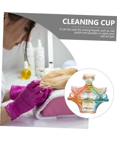 POPETPOP 1pc Nail Art Crystal Cup Glass with Lid Sheer Nail Polish Clear Glass Cups with Lids Nail Brush Dappen Dish Nail Art Tool Manicure Pen Cleaning Cup Powder Bowl Multipurpose 9.1x9cm Assorted Color - Buy Online on GoSupps.com