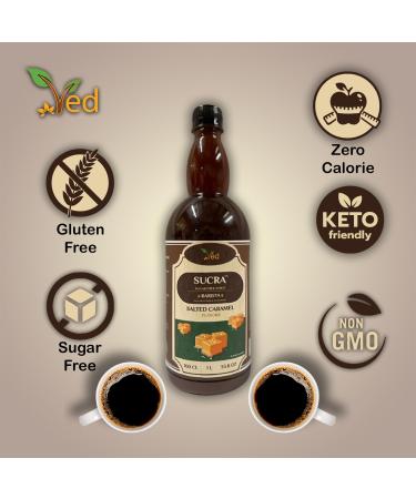 Sukra Premium 1L Syrup for Coffee & Cocktails Sugar Free Salted Caramel Flavor Vegan Gluten Free & Fat Free. - Buy Online on GoSupps.com