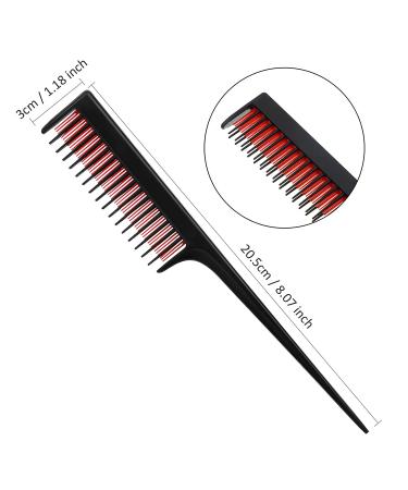 3 Piece Hair Styling Comb Set - Hair Brush, Teasing Comb, and Rat Tail Comb for Women - Black, Red, and Black - Buy Online on GoSupps.com