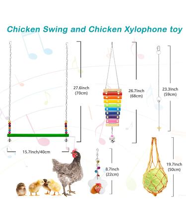 Woiworco Chicken Coop Accessories: 7 Pack Chicken Toys - Xylophone, Swing, Mirror, Pecking, Vegetable Feeder & More - Buy Online on GoSupps.com