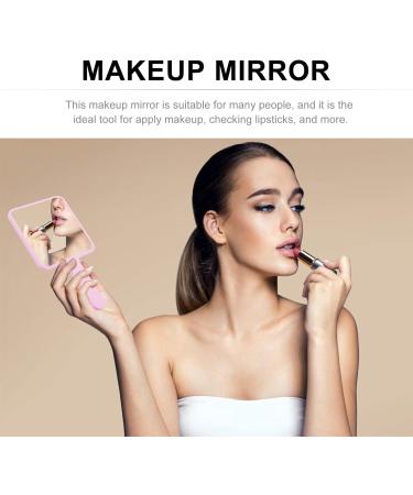 SOLUSTRE Square Hand Mirror - Pink | Handheld Cosmetic Mirror for Makeup, Salon & Hairdressing - Buy Online on GoSupps.com