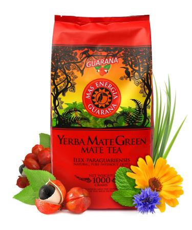 Mate Green Yerba Mate Green 'Mas Energia Guarana' Brazilian Mate Tea 1000g | Fruity Mate Tea | with guarana mint leaf lemon