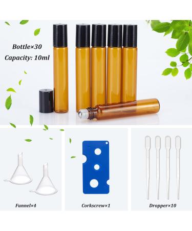 Benecreat 10ml Sienna Glass Roller Bottles - 30 Packs Refillable Containers for Essential Oils Aromatherapy Fragrance & Lip Balm with 5 Pack 3ml Pipettes - International Shipping Available - Buy Online on GoSupps.com
