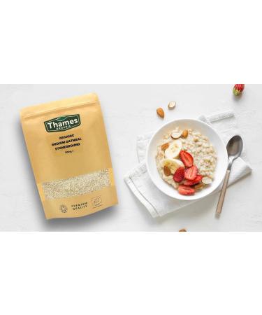 Organic Medium Oatmeal Stoneground - No Additives or Preservatives - High Fibre Vegan GMO-Free Certified Organic - Stone Ground for Maximum Flavor and Nutrients - Thames Organic 1kg - Buy Online on GoSupps.com