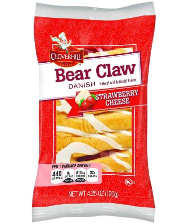 Cloverhill Strawberry Bear Claws | Individually Packaged | 12 Pack Strawberry Cheese