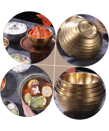 Zerodeko 3 Pcs Stainless Steel Double Bowl Salad Bowl Metal Bowl Pot Soup Container Child Thicken Mixing Bowl 11x11cmx3pcs Goldenx3pcs - Buy Online on GoSupps.com