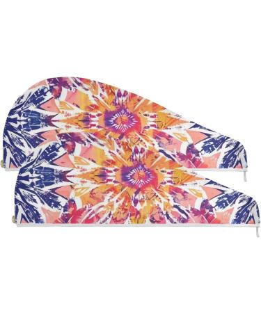 Super Absorbent Abstract Flower Hair Towel 2 Pack - Quick Drying Hair Turbans for Women & Girls - Buy Online on GoSupps.com