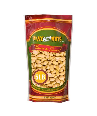 Roasted Unsalted Peanuts 5 Pounds (80oz) By We Got Nuts  Premium Quality Kosher Peanut  Healthy & Natural Rich Flavor Snack  Great For DIY Homemade Peanut Butter  Air-Tight Resealable Bag Package