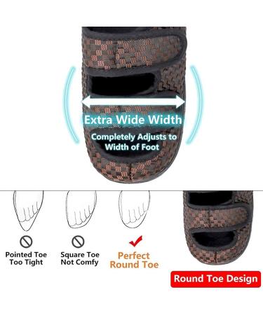 Women's Extra Wide Diabetic Orthopedic Sandals for Swollen Feet - Adjustable Velcro, Arthritis & Edema Footwear | Comfy Breathable Walking Slippers - Size 34, Black - Buy Online on GoSupps.com