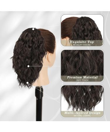 Buy BARSDAR 30cm Dark Brown Clip-In Hair Extensions - Short Curly Wavy Synthetic Ponytail for Women - Buy Online on GoSupps.com