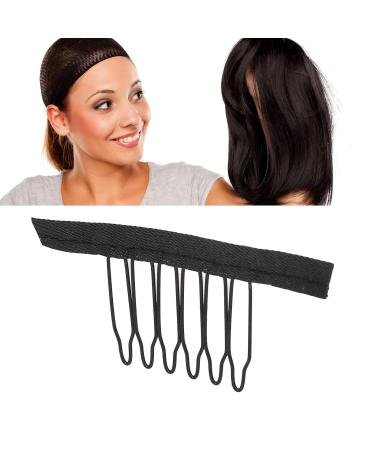 100 Stainless Steel Wigskamm Clips - 6 Teeth Hair Extensions Black Clip with Cloth for Hair Parts Cap - Buy Online on GoSupps.com
