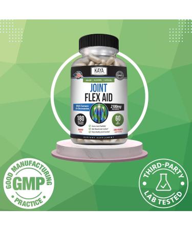 Kaya Naturals Flex Aid - Mobility Support Supplement for Men and Women - Turmeric Capsules with Glucosamine Sulfate Boswellia Serrata and MSM - for Knee Support and Mobility Health - 180 Count 180 Count (Pack of 1) - Buy Online on GoSupps.com