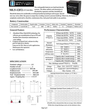 Mighty Max 12V 5Ah F2 SLA Replacement Battery - Eagle Picher CF-12V4.5-F2 Compatible | International Shipping Available - Buy Online on GoSupps.com