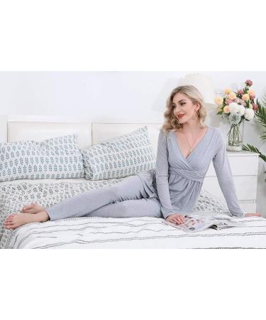 Litherday Women's Maternity Nursing Pyjamas Set | Long-Sleeved Breastfeeding Sleepwear | Soft Labor Nightwear PJ Loungewear - Buy Online on GoSupps.com