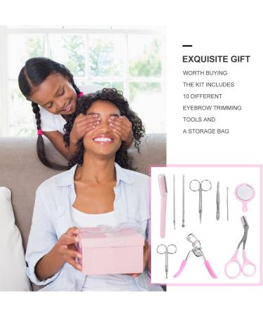 Fomiyes 10-Piece Eyebrow Tweezers Kit - Sloping Pointed Bent Stainless Steel Scissors & Razor for Precision Shaping | International Shipping Available - Buy Online on GoSupps.com