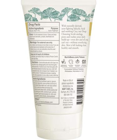 Burt's Bees Natural Acne Solutions Pore Refining Cleansing Scrub 4 Oz - Exfoliating Face Wash for Oily Skin - Buy Online on GoSupps.com