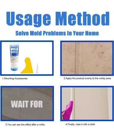 Gel Mould Remover 90g Mould Household Magic Gel Wall Cleaner Mould Household Gel Black Mould Remover Extreme for Bathroom Toilet Washing Machine Seal Kitchen Sink Grout Tile Corner (1) - Buy Online on GoSupps.com