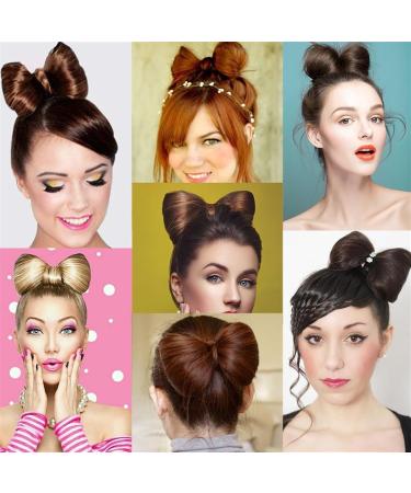Messy Bun Hair Piece for Women Synthetic Natural Fake Hair Bow Bun Fluffy Claw Chignon Hair Extensions High Temperature Fiber Straight Updo Hairpiece Cute Headdress Styling Tools Fake Hair Accessori Brown black - Buy Online on GoSupps.com