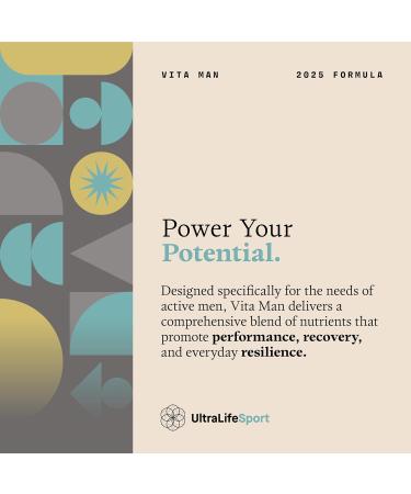 Ultra Life Sport - VITA Man Premium Men's Multivitamin - 30 Capsule Daily Vitamins for Men with Vitamin E K2 MK-7 and B Vitamins for Maximum Absorption - 100% Vegan Organic Non-GMO Gluten Free - Buy Online on GoSupps.com