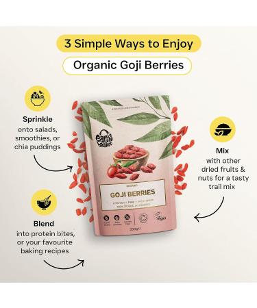 Earth's Basket Organic Dried Goji Berries 200g - Raw Superfood Snack with Protein & Fiber - Buy Online on GoSupps.com