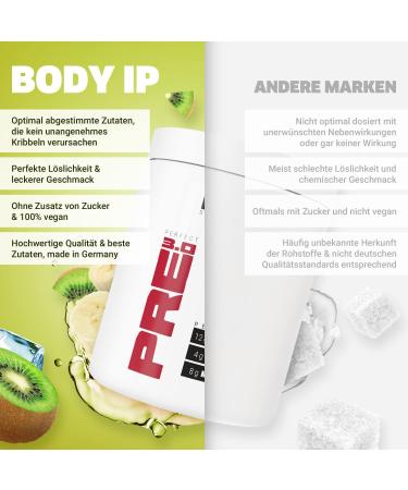 Buy Body IP Perfect Pre 3.0 Kiwi Banana - Vegan Pre Workout Shake Pump Booster Lactose-Free Aspartame-Free 20 Portions Made in Germany - International Shipping Available - Buy Online on GoSupps.com