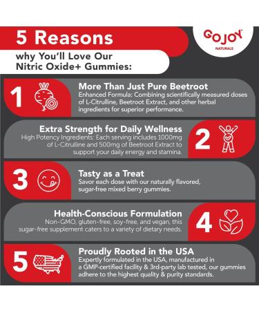 Vegan Sugar Free Nitric Oxide Gummies - Beet Root L-Citrulline & Hawthorn Berry | Nitric Oxide Supplements for Men & Women (60 Count - Buy Online on GoSupps.com