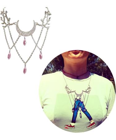 Oralgo Gothic Necklace: Vintage Lunar Branch with Violet Crystal Water Drop Pendant - Fashionable Pagan Witch Jewelry for Women - Buy Online on GoSupps.com