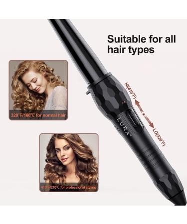 LURA Ceramic Tourmaline Coating Curling Wand 3/4-1 1/4 Inch - Black Curler with 2 Heat Settings - Suitable for All Hair Types - Buy Online on GoSupps.com