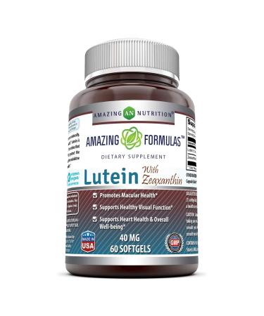 Amazing Formulas Lutein 40 mg with Zeaxanthin 1600 mcg | Softgels Supplement | Non-GMO | Gluten Free | Made in USA (40 mg 60 Count) 60 Count (Pack of 1) 60