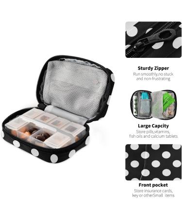 Travel-Friendly Naanle Black & White Polka Dots Pill Box | 7-Day Pill Organizer & Zipper Case for Vitamins | Compact & Portable Supplement Holder - Buy Online on GoSupps.com