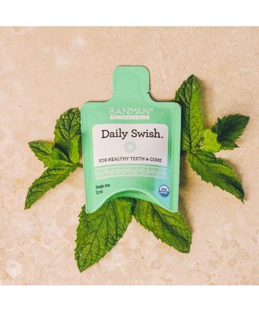Banyan Botanicals Organic Daily Swish Mint Travel Packets - 12 ct | Ayurvedic Oil Pulling Mouthwash for Oral Health - Buy Online on GoSupps.com
