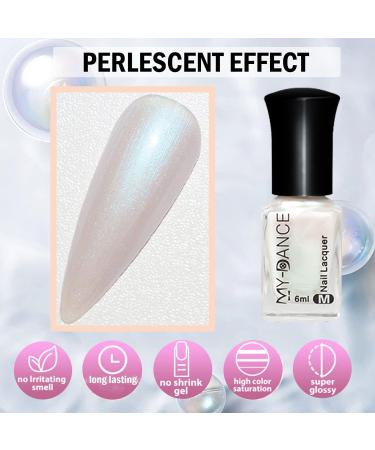 Pearl White Nail Polish Glitter Nail Polish Shimmer Mermaid Nail Polish 8ml Nail Varnish Quick Dry Pearlescent Shell Nail Polish Long-Lasting Breathable Nail Varnish - No UV Needed - Buy Online on GoSupps.com