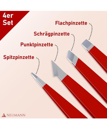 NEUMANN Tweezers Set (Stainless Steel) for Removing Eyebrows and Hair - Oblique Tweezers Pointed Tweezers & More - Includes Storage Box Red Red Stainless Steel - Buy Online on GoSupps.com