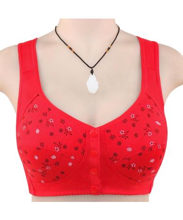 Shop Houkig Women's Plus Size Buckle Underwear - Soft Cotton Vest BH 105D Red for Middle-Aged & Older - Buy Online on GoSupps.com