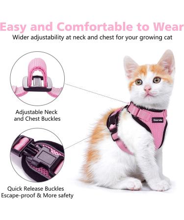 Dooradar Cat Harness and Leash Set - Escape Proof Adjustable Kitten Vest for Walking - Soft Breathable Mesh Jacket with Reflective Strips - XS Pink - Buy Online on GoSupps.com