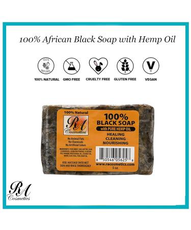 Buy RA COSMETICS 100% African Black Soap with Hemp Oil 5 oz | Natural Skincare International Shipping Available - Buy Online on GoSupps.com