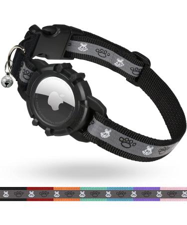 Airtag cat neck band JiaraRui reflective Air Tag cat neck band GPS cat neck band with adjustable and bell integrated Apple Air Tag cats collar suitable for cats puppies black 7-9 inch (13-23cm) black - Buy Online on GoSupps.com