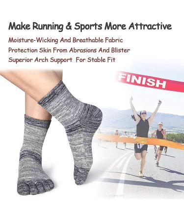 Meaiguo Women's Running Toe Socks - 4 Pairs, Grey/Blue/Pink/Purple - Buy Online on GoSupps.com